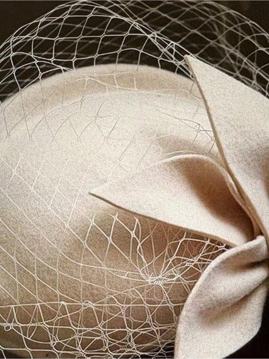 Ivory Pearl Accent Veiled Pillbox Hat - Women Accessories